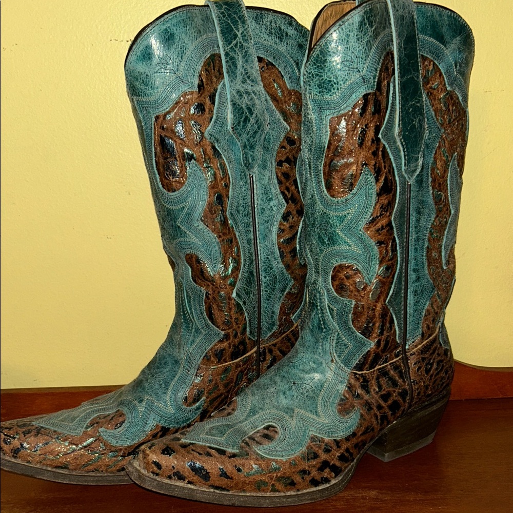 Durango Turquoise and Brown Western Cowboy Boots